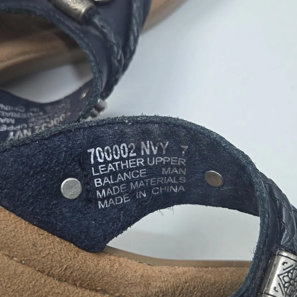 Minnetonka Navy Leather Sandals